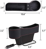 Automaze Car Seat Gap Filler, with 2 USB Ports, Multifunctional Side Pocket with Cup Holder for Cellphones Wallet Coin Key(Left Passenger Side)