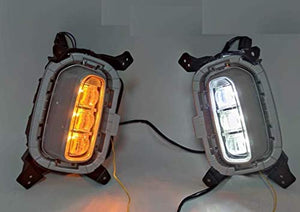 Automaze Fog Light 3 LED Ice Cube DRL For Kia Seltos, With Matrix Running Turn Indicator Light
