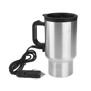 Automaze 12V DC Car Heating Cup/Mug/Tumbler, 14 Oz Stainless Steel Travel Electric Coffee/Tea Cup, Heats Upto 65*C