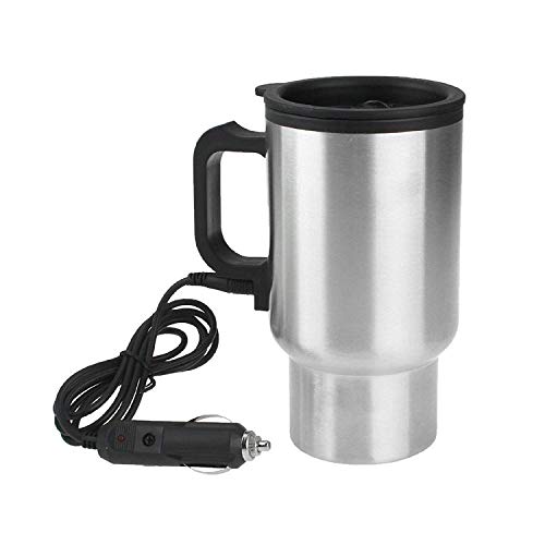 Automaze 12V DC Car Heating Cup/Mug/Tumbler, 14 Oz Stainless Steel Travel Electric Coffee/Tea Cup, Heats Upto 65*C