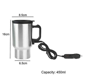 Automaze 12V DC Car Heating Cup/Mug/Tumbler, 14 Oz Stainless Steel Travel Electric Coffee/Tea Cup, Heats Upto 65*C