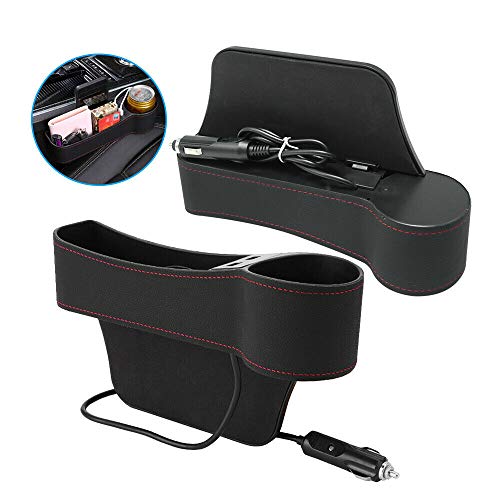 1X Car Seat Gap Filler Catcher Storage Box Pocket Organizer Cup Holder With  USB