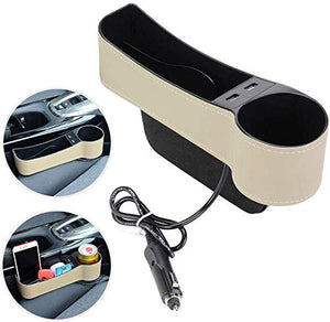 Automaze Car Seat Gap Filler Console Side Pocket with 2 USB Ports