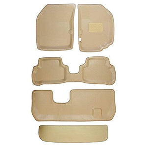 Automaze 3D/4D Complete Car Floor/Foot Mats with Third Row, Trunk Mat for Honda Mobilio | Tray Fit, Beige Colour | 6 Months Warranty