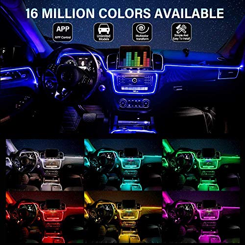 Automaze Bluetooth App Controlled 48 Atmosphere Light Multicolour Music Car  Strip Lamp for Car Interior (12 LED) : : Car & Motorbike