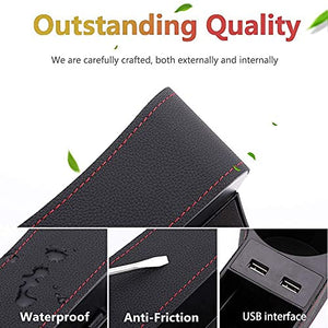 Automaze Car Seat Gap Filler, with 2 USB Ports, Multifunctional Side Pocket with Cup Holder for Cellphones Wallet Coin Key(Left Passenger Side)