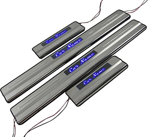 Automaze Car Scuff/Sill Plates, Foot Steps For BR-V, Blue LED Light, Set of 4 Pc, Stainless Steel