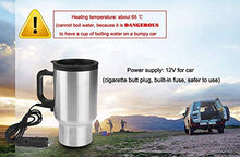 Load image into Gallery viewer, Automaze 12V DC Car Heating Cup/Mug/Tumbler, 14 Oz Stainless Steel Travel Electric Coffee/Tea Cup, Heats Upto 65*C