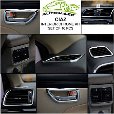 Automaze Interior Decoration Chrome Kit For Ciaz All Model, 10 Pc Set, Ciaz Car Accessories