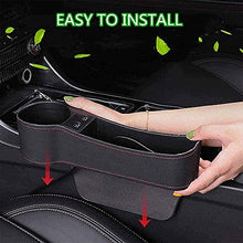 Load image into Gallery viewer, Automaze Car Seat Gap Filler, with 2 USB Ports, Multifunctional Side Pocket with Cup Holder for Cellphones Wallet Coin Key(Left Passenger Side)