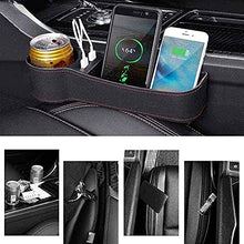 Load image into Gallery viewer, Automaze Car Seat Gap Filler, with 2 USB Ports, Multifunctional Side Pocket with Cup Holder for Cellphones Wallet Coin Key(Left Passenger Side)