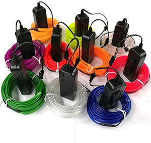 Automaze® Flexible Portable Neon Light Glow EL Strip Wire Rope Bar for Decoration, 3 Modes, 5 Meters, AA Battery Powered