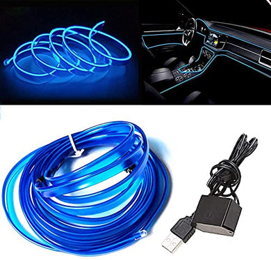 Automaze USB El Wire, 5M Neon Lights 5V with Fuse Protection for Automotive Car Interior Decoration with 6mm Sewing Edge