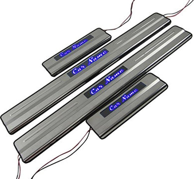 Automaze Car Sill/Scuff Plates For Celerio All Models, Blue LED Light, Set of 4 Pc, Stainless Steel