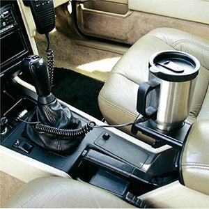 Automaze 12V DC Car Heating Cup/Mug/Tumbler, 14 Oz Stainless Steel Travel Electric Coffee/Tea Cup, Heats Upto 65*C