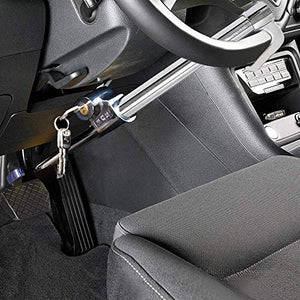Automaze Universal Steering Wheel Brake Lock with Adjustable Length, Double Protection Extendable Steering Wheel and Clutch Brake Lock
