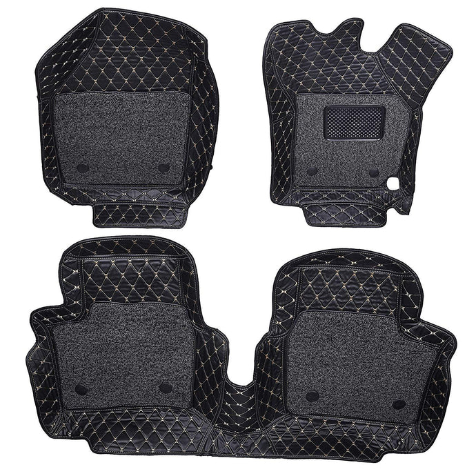 Set of 3 pcs of 7d mats for hyundai creta in black colour