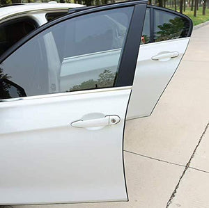 White car with open door in black door beading