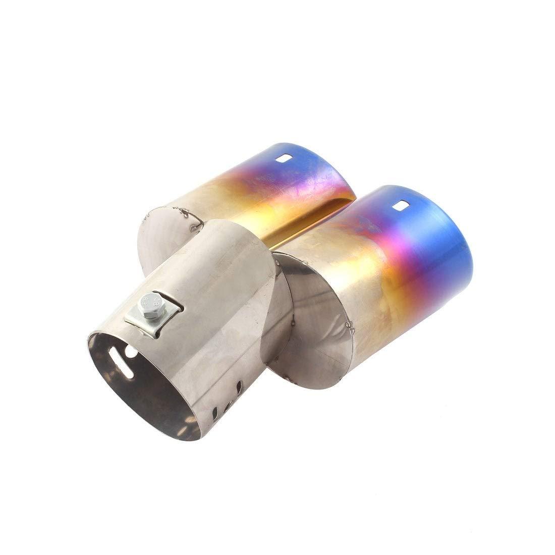 Dual Round Shaped exhaust twin tail muffler in shining blue, pink & Yellow Colour