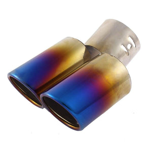Dual Round Shaped exhaust twin tail muffler in shining blue, pink & Yellow Colour