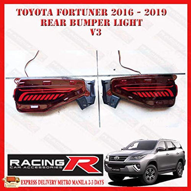 Rear Bumper LED Reflector Brake Light For Fortuner 2016-2018 Models, Set of 2 Pc (V3)