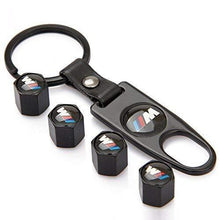 Load image into Gallery viewer, Four Tyre valve cap with keychain in black colour
