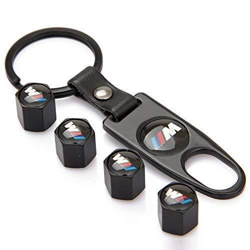 Four Tyre valve cap with keychain in black colour