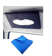 Load image into Gallery viewer, Black tissue box installed in car with blue microfiber