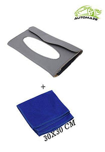 Grey Tissue Box with blue microfiber
