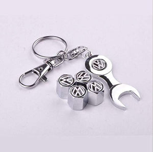 VolkswagenTyre valve cap with keychain in stainless Steel