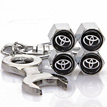 Load image into Gallery viewer, Toyota Four Tyre valve cap with keychain in Chrome Colour