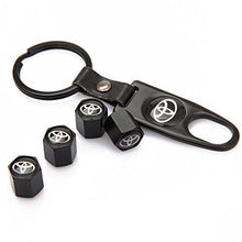 Load image into Gallery viewer, Toyota Four Tyre valve cap with keychain in Black Colour