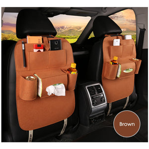 brown car backseat orngainser installed