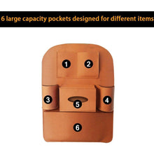 Load image into Gallery viewer, 6 large capacity pockets designed for different item in brown colour