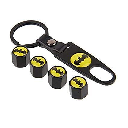 Batman valve cap with keychain in black colour for all cars