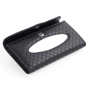 Black sunvisor type tissue box holder for car