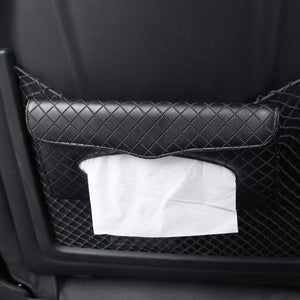 Installed tissue box holder in car seat