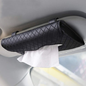 Black sunvisor type tissue box holder for car
