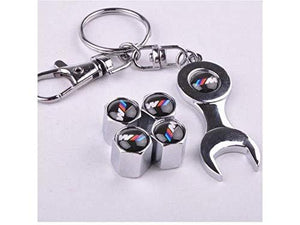 Bmw Four Tyre valve cap with keychain in Stainless Steel