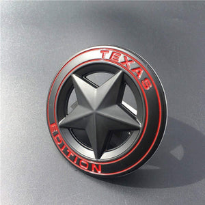 Texas Star Edition logo for jeep in black colour & Red alphabets