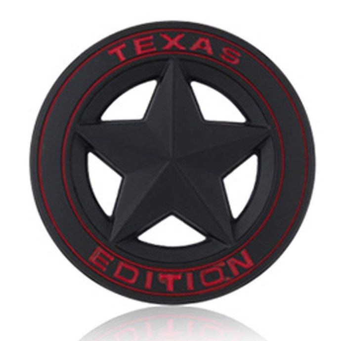 Texas Star Edition logo for jeep in black colour & Red alphabets