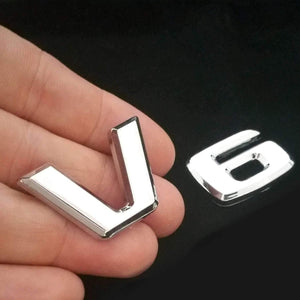 Chrome V6 letter logo for all cars