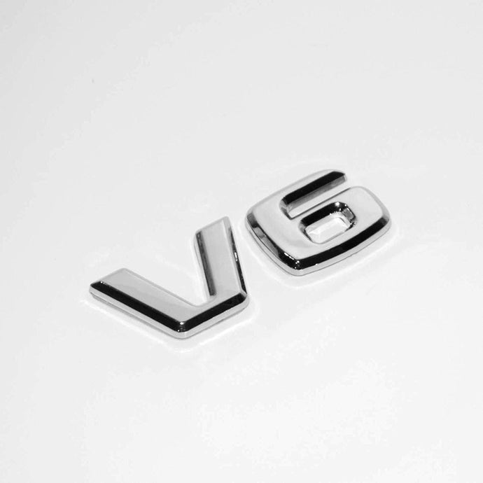Chrome V6 letter logo for all cars