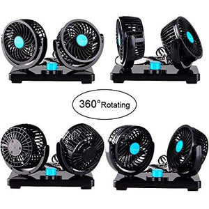 360° rotational double fan for car