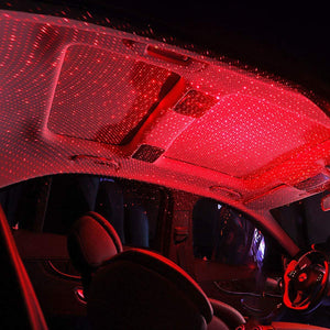 Car roof interior light in red color