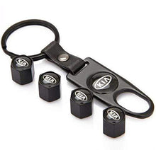 Load image into Gallery viewer, Kia Tyre valve with keychain in black colour for all car