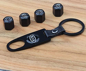 Kia Tyre valve with keychain in black colour for all car