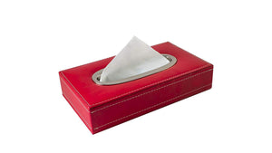 Red Leather box with tissue paper