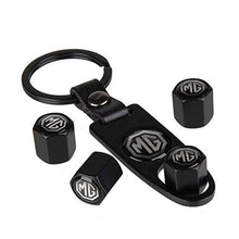 Load image into Gallery viewer, Black mg tyre valve cap with keychain for all mg cars