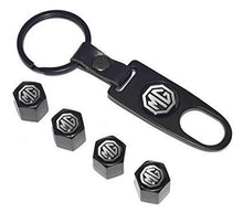 Load image into Gallery viewer, Black mg tyre valve cap with keychain for all mg cars